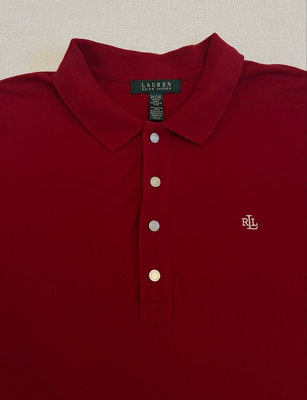 2XL Lauren Ralph Lauren Womens Red Cotton Pique Short Sleeve Polo Shirt
